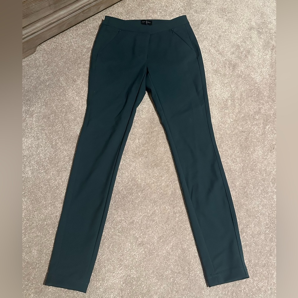 White House Black Market The Skinny Ankle Pants size 00, Dark Teal Mid Rise